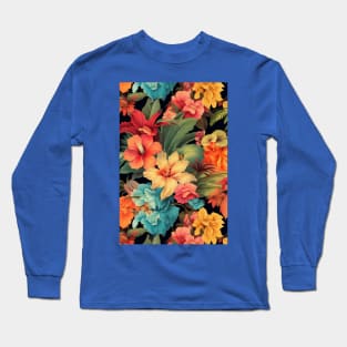 Tropical Summer Flower Pattern Long Sleeve T-Shirt